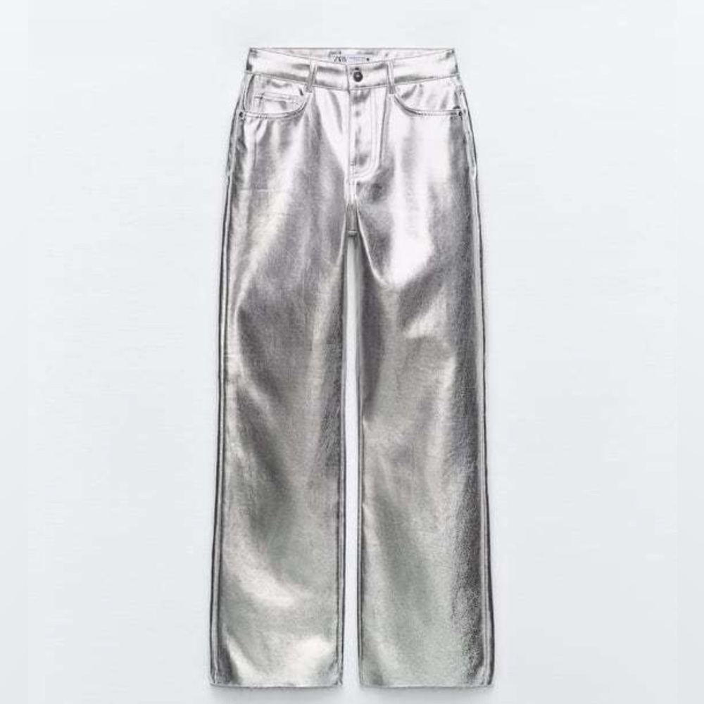 Zara Silver Metallic Jeans